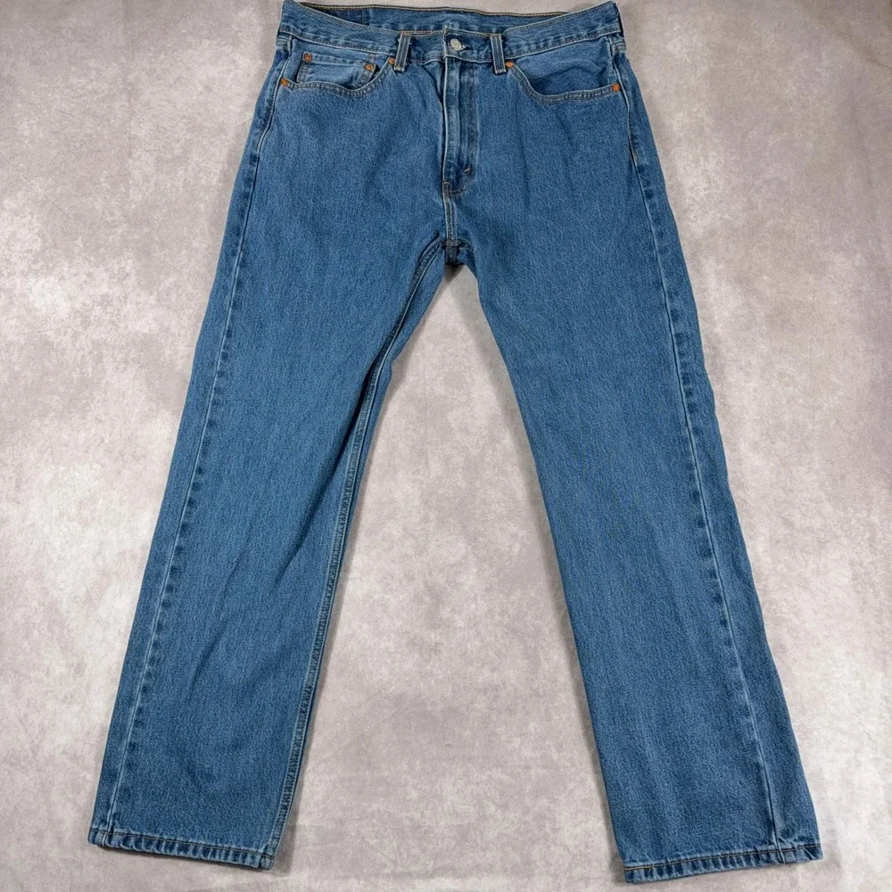 Levi's‎ 505 Regular Fit Straight Leg Denim Jeans W36 L32 Medium Wash Blue